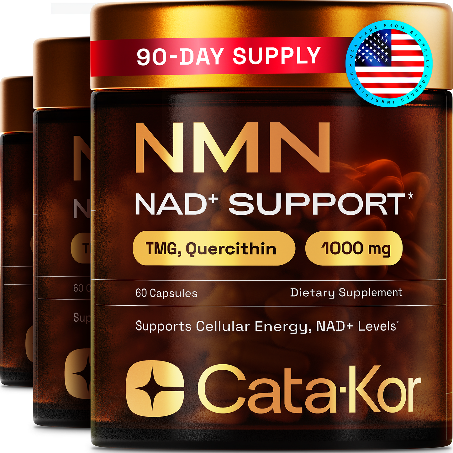 Cata-Kor NMN Supplement, Quercetin, TMG, Resveratrol – Supports Cellular Energy & NAD+ Levels
