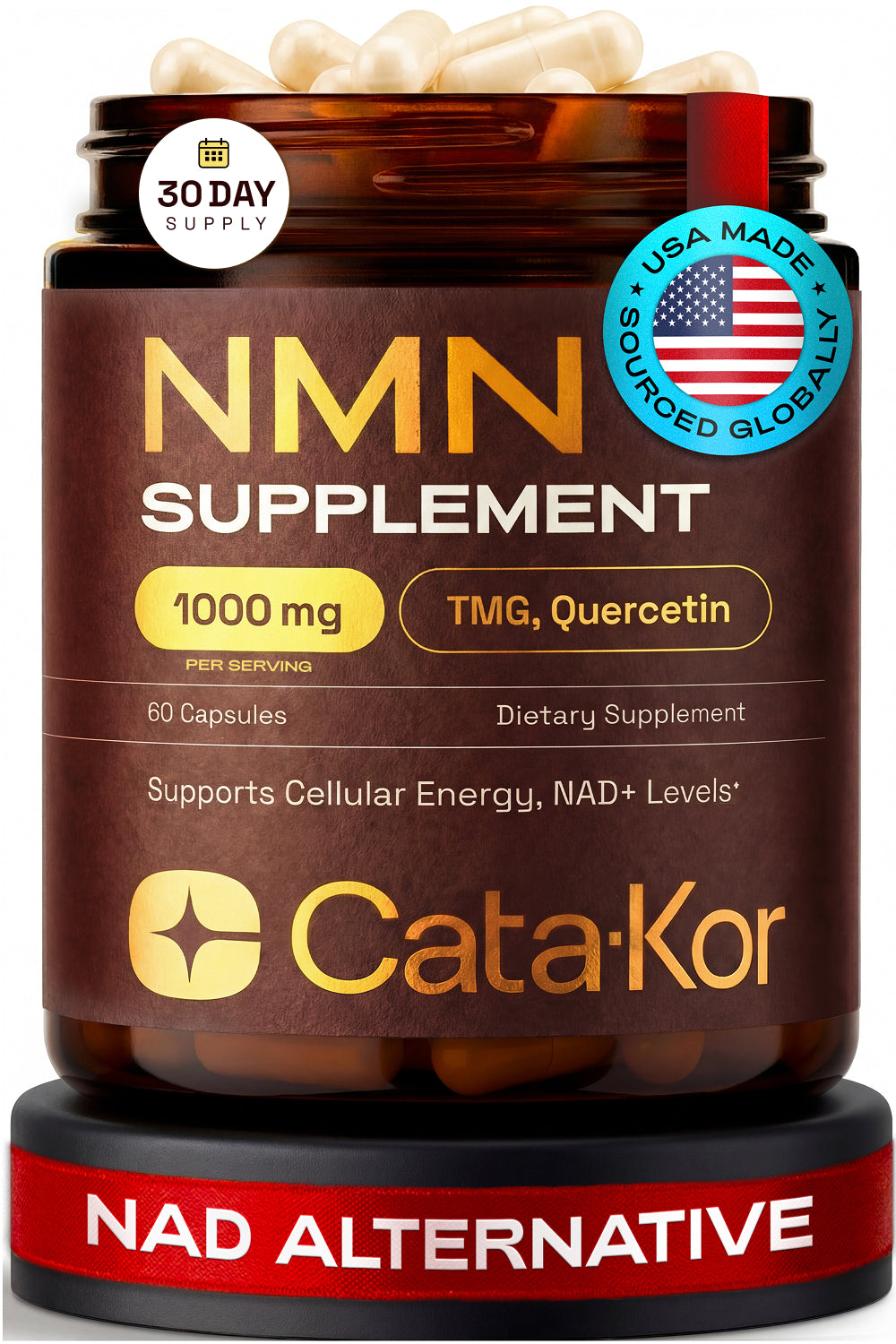 Cata-Kor NMN Supplement, Quercetin, TMG, Resveratrol – Supports Cellular Energy & NAD+ Levels