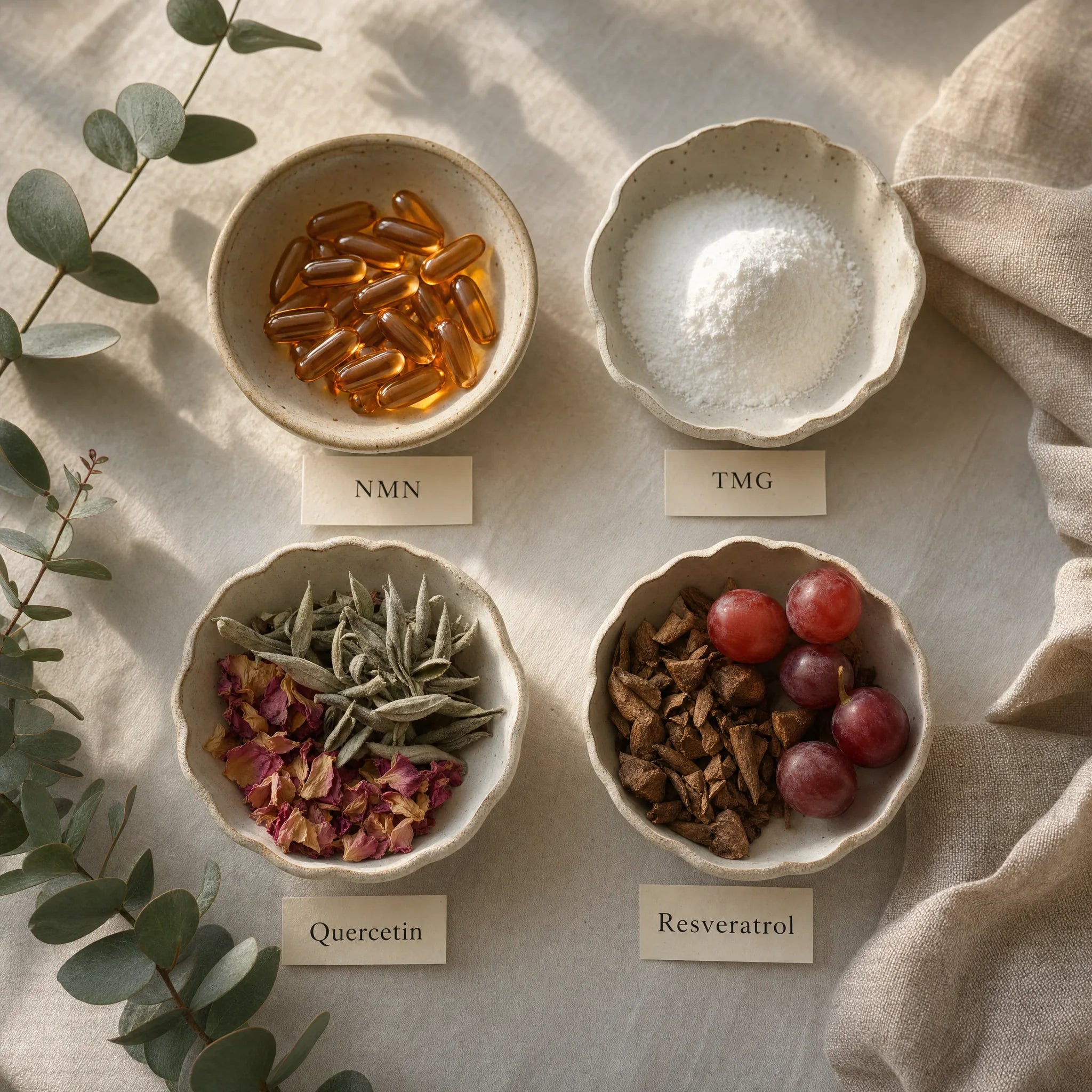 4-in-1 ingredient apothecary flat-lay