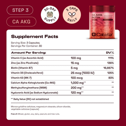 Cata-Kor Cellular Power Trio - NAD Advanced 500 mg, NMN 1000 mg, CA AKG 1000 mg - Resveratrol, TMG, MSM