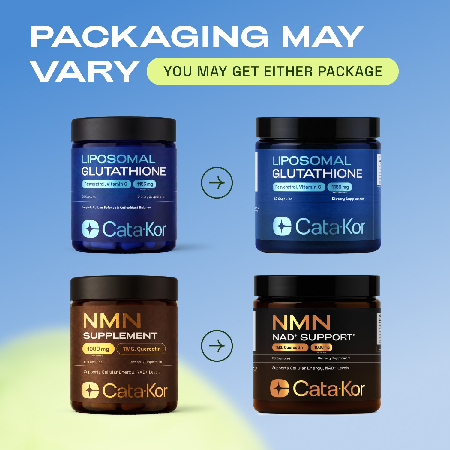 BUNDLE: Liposomal Glutathione 500 mg, NMN 1000 mg, NAD+ Advanced 500 m – Cata-Kor