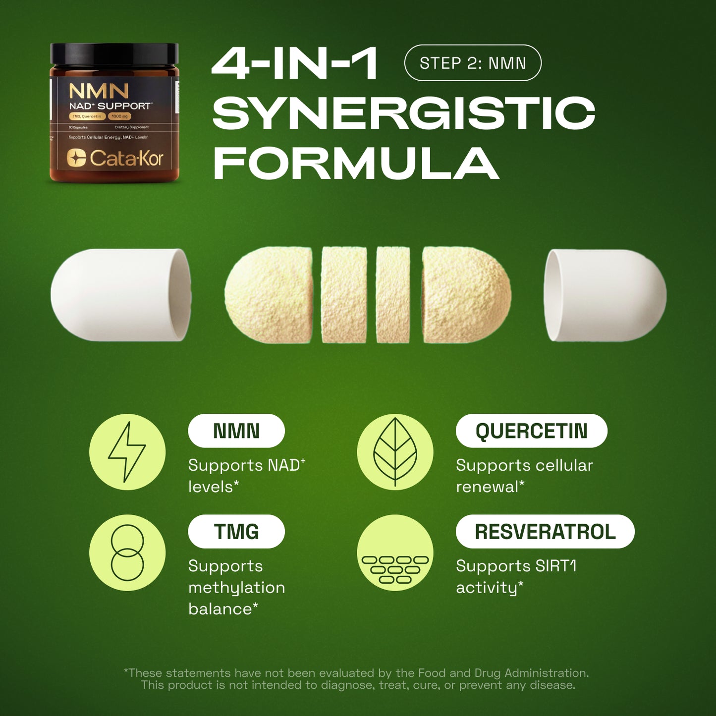 Cata-Kor Liposomal Glutathione 500 mg, NMN 1000 mg & Liposomal NAD+ Advanced 500 mg