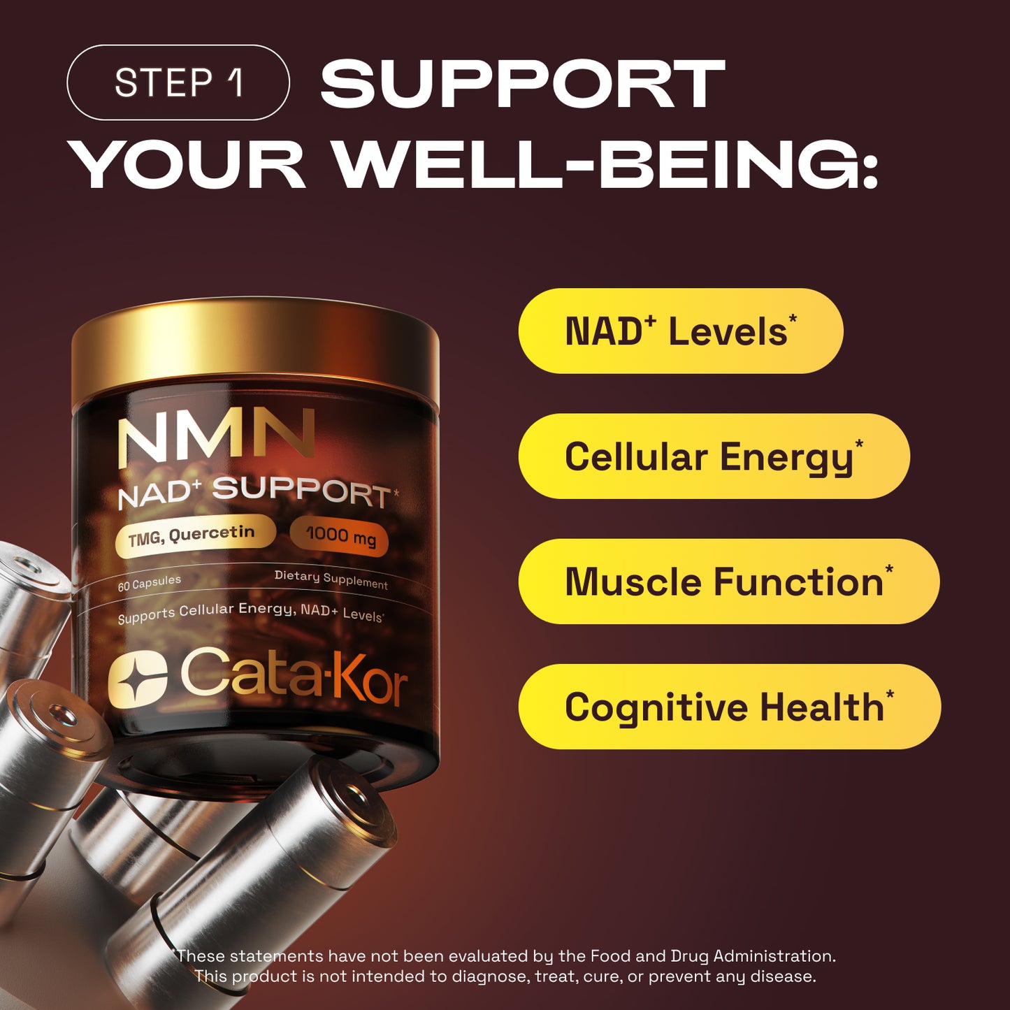 Cata-Kor NMN Longevity Support & Beauty Blend (CA AKG, Hyaluronic Acid & Biotin)