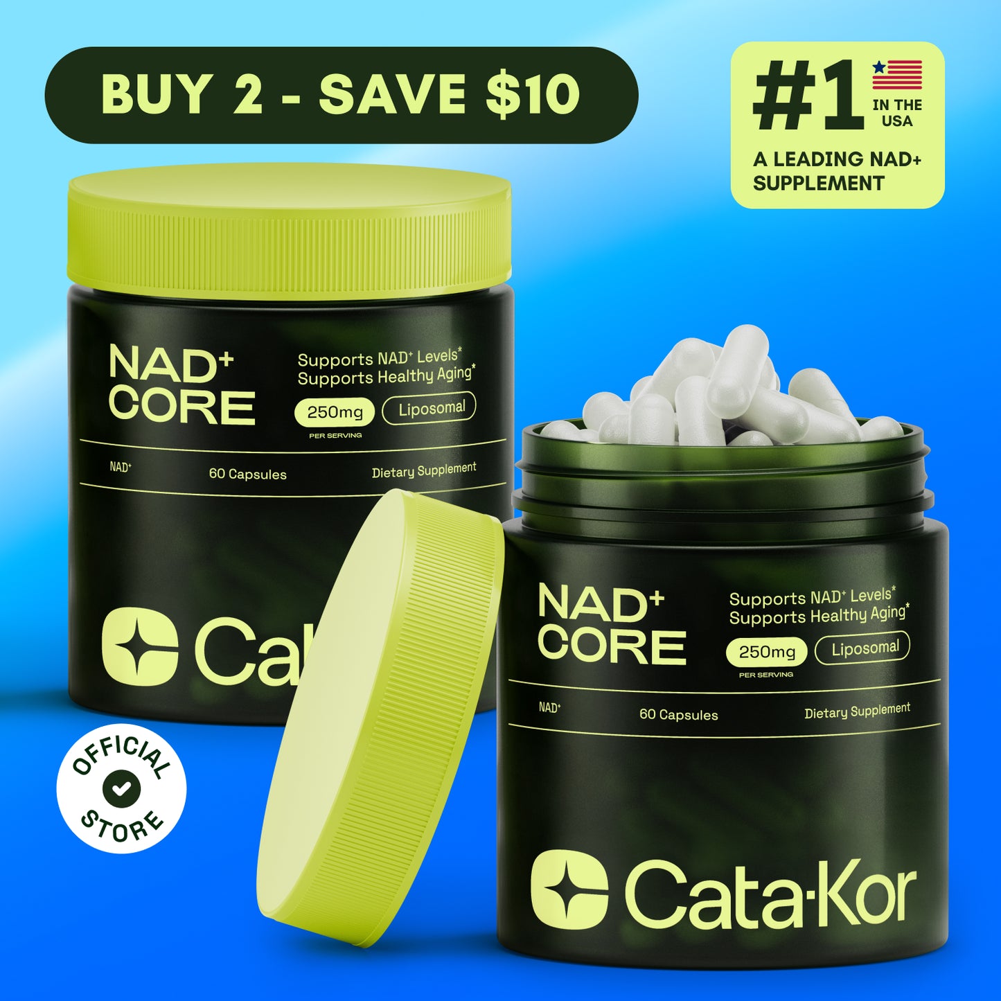 2x Cata-Kor NAD+ Core - NAD Supplement - 120 Capsules
