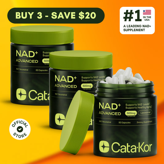 3x Cata-Kor NAD+ Advanced - NAD Supplement with Resveratrol - 180 Capsules