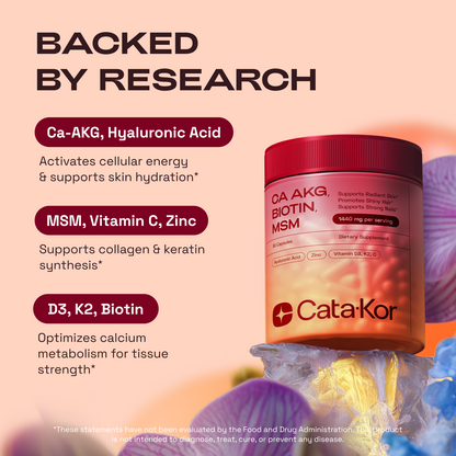Cata-Kor NMN Longevity Support & Beauty Blend (CA AKG, Hyaluronic Acid & Biotin)