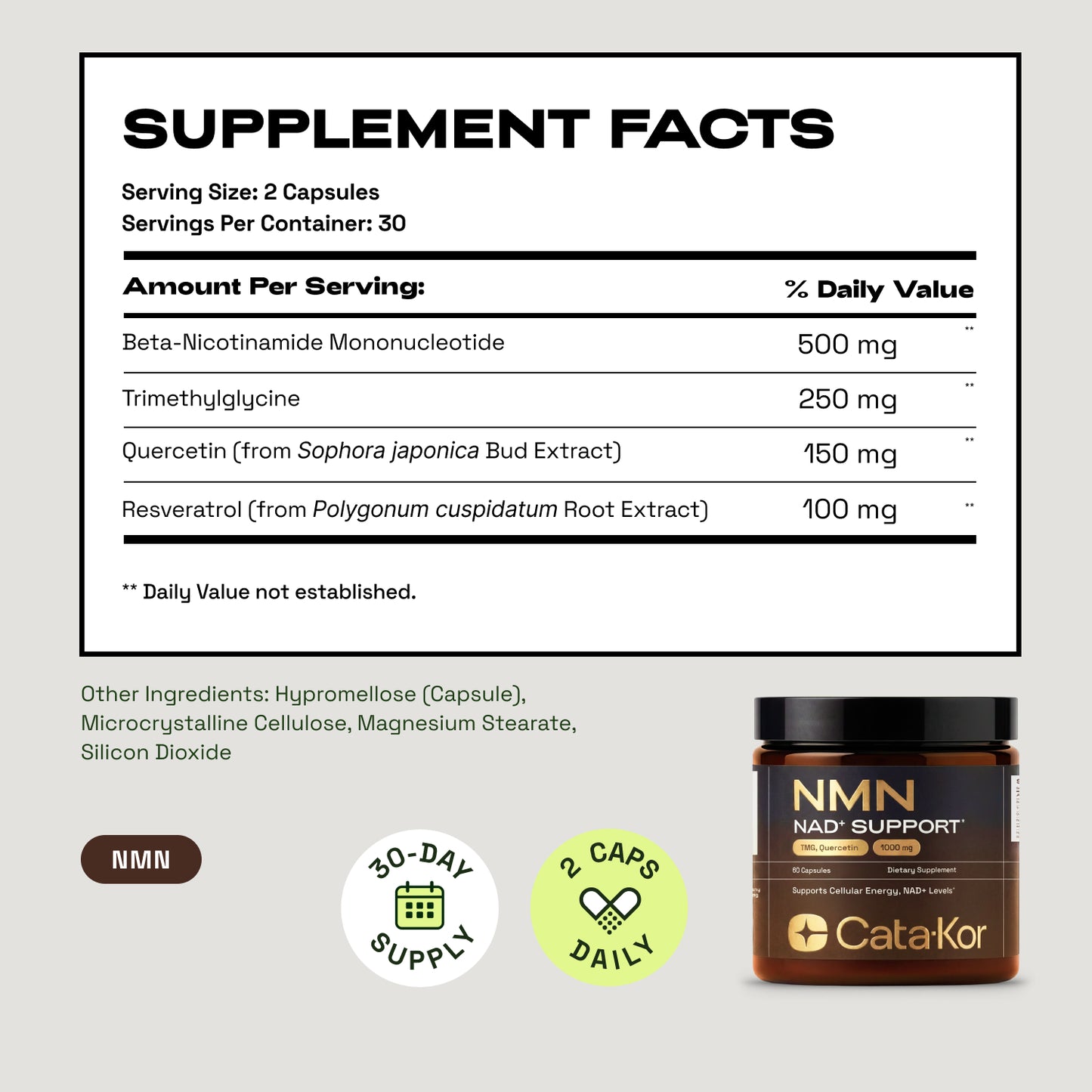Cata-Kor DUO - Liposomal NAD Advanced 500 mg & NMN 1000 mg  with Resveratrol, TMG, MSM