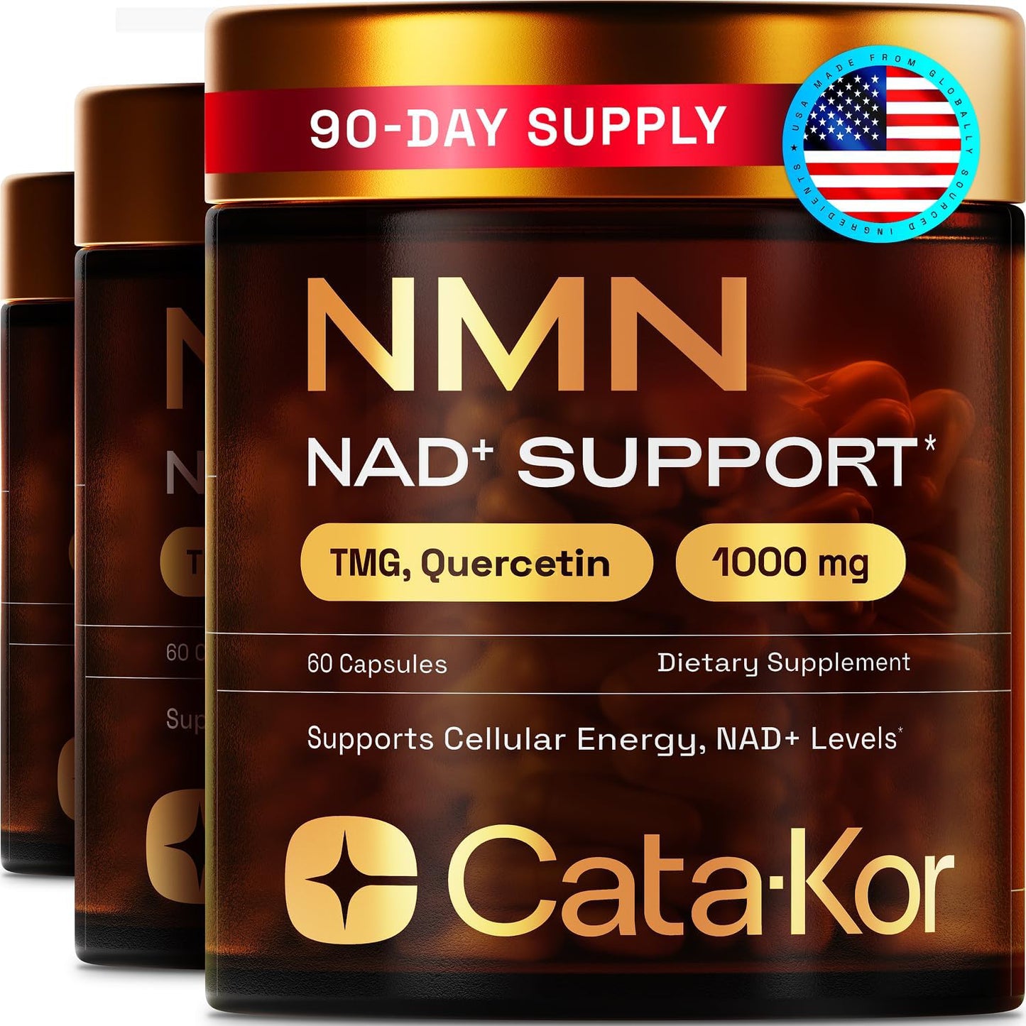 Cata-Kor NMN Supplement, Quercetin, TMG, Resveratrol – Supports Cellular Energy & NAD+ Levels