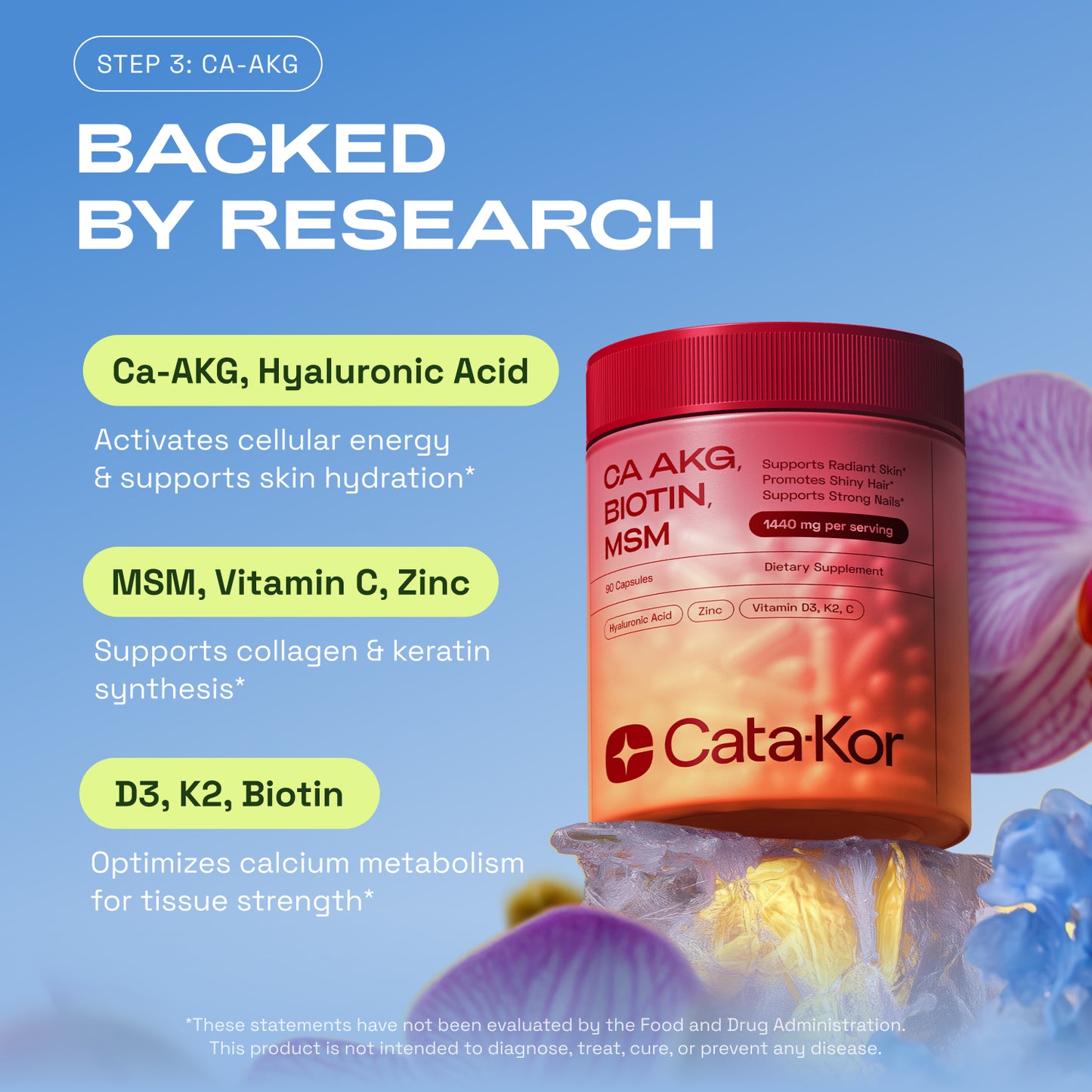 CEO's Bundle - Cata-Kor Liposomal Glutathione 500 mg, NMN 1000 mg, NAD+ Advanced 500 mg, CA AKG 1000 mg, Biotin, MSM, TMG, Hyaluronic Acid