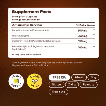 Cata-Kor NMN Supplement, Quercetin, TMG, Resveratrol – Supports Cellular Energy & NAD+ Levels