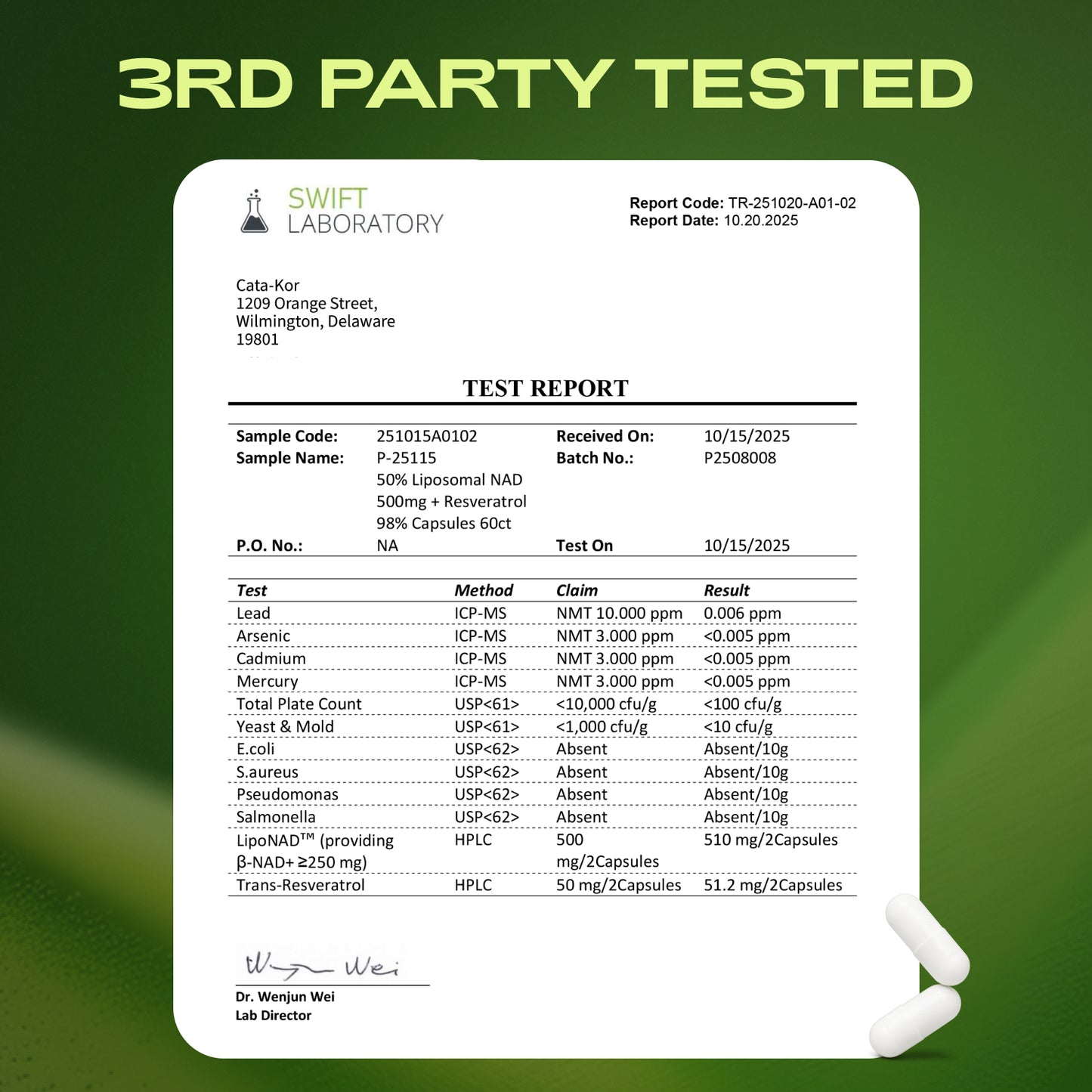 Cata-Kor NAD+ Advanced - NAD Supplement with Resveratrol