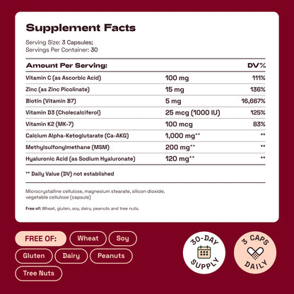 Cata-Kor Skin, Hair & Nails Supplement – Ca AKG, MSM, Hyaluronic Acid, Biotin