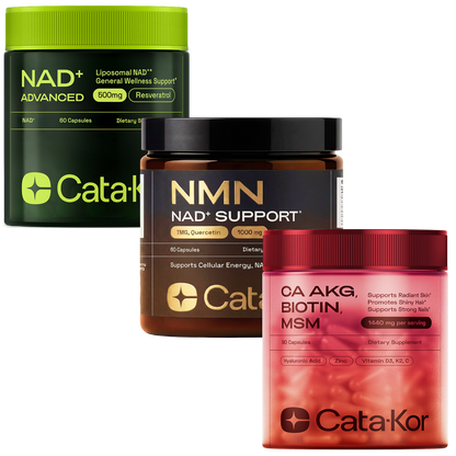 Cata-Kor Cellular Power Trio - NAD Advanced 500 mg, NMN 1000 mg, CA AKG 1000 mg - Resveratrol, TMG, MSM