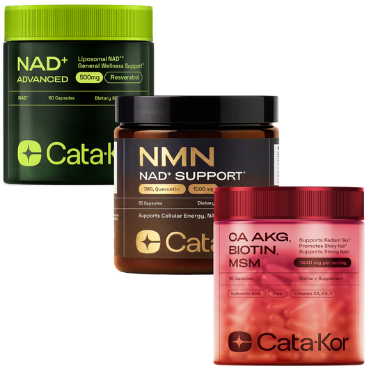 Cata-Kor Cellular Power Trio - NAD Advanced 500 mg, NMN 1000 mg, CA AKG 1000 mg - Resveratrol, TMG, MSM