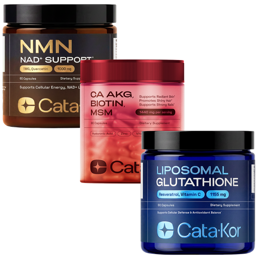 Cata-Kor Ultimate Longevity - NMN 1000 mg, Liposomal Glutathione 500 mg, CA AKG, Biotin, Hyaluronic Acid, MSM, Vitamin C