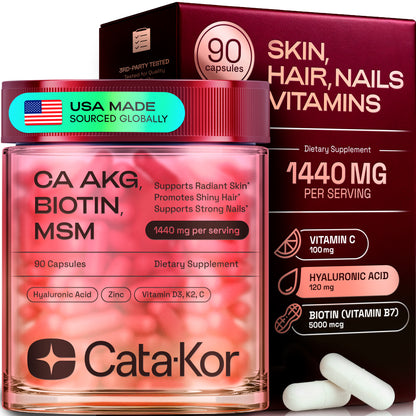 Cata-Kor Skin, Hair & Nails Supplement – Ca AKG, MSM, Hyaluronic Acid, Biotin